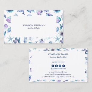 Magical marine creatures pattern marine biologist  business card