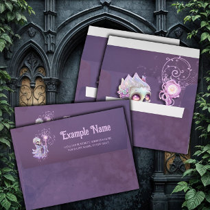 Magical melodies of the cute purple skeleton. envelope