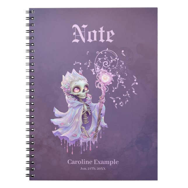 Magical melodies of the cute purple skeleton.  notebook (Front)