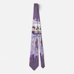 Magical melodies of the cute purple skeleton. tie