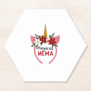 Magical Mema Unicorn Shirt Christmas Pajama Shirt Paper Coaster