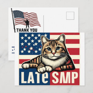 Magical Meow Meow Thank You Veterans Memorial Day Holiday Postcard