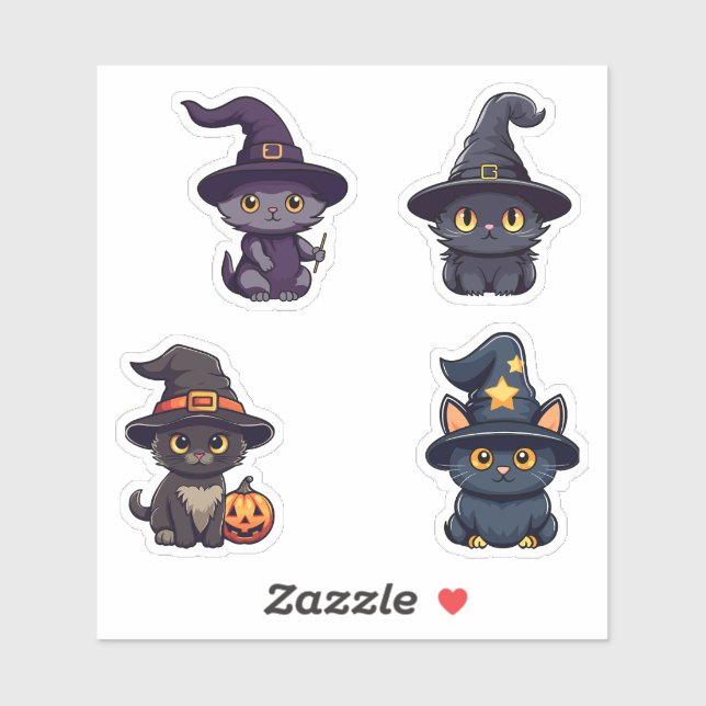 Magical Meows - Witchy Cat Stickers (Sheet)
