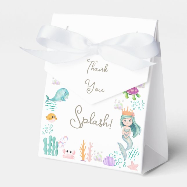 Magical Mermaid Birthday Party Gift and Favour Favor Box (Front Side)