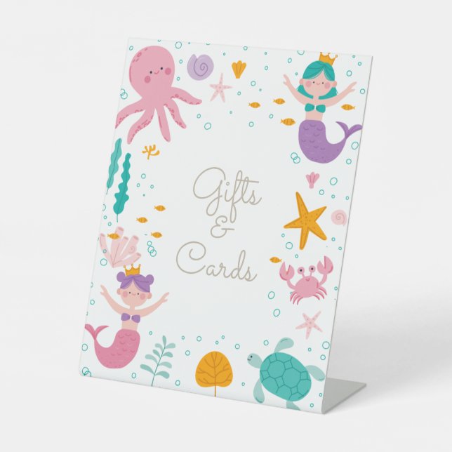 Magical Mermaid Birthday Party Tabletop Sign (Front)