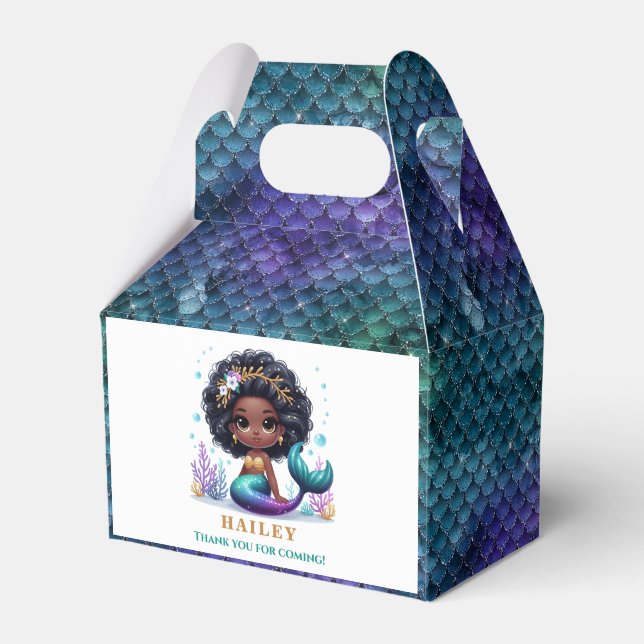 Magical Mermaid Birthday Thank You Favor Box (Front Side)