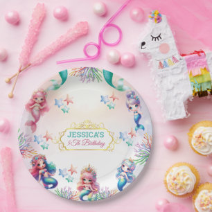 Magical Mermaid Birthday Under The Sea Photo Paper Plate