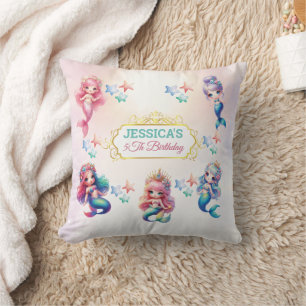 Magical Mermaid Birthday Under The Sea Photo Throw Pillow