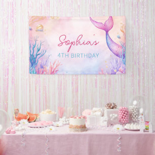 Magical Mermaid Girl Birthday Party Banner