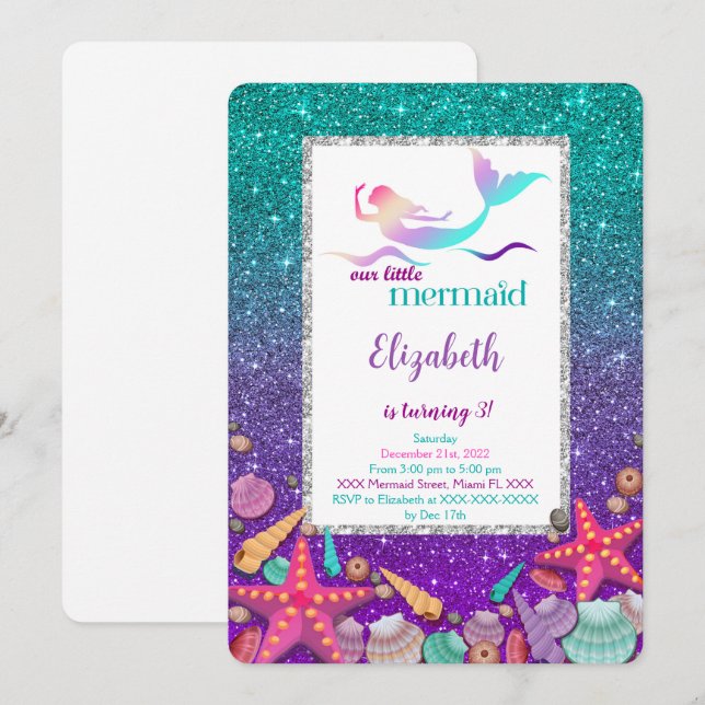 Magical Mermaid Invitation (Front/Back)