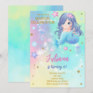 Magical Mermaid Kids Birthday Invitation