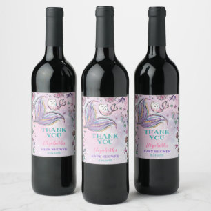 Magical Mermaid Mercat Under the Sea Party Favors Wine Label