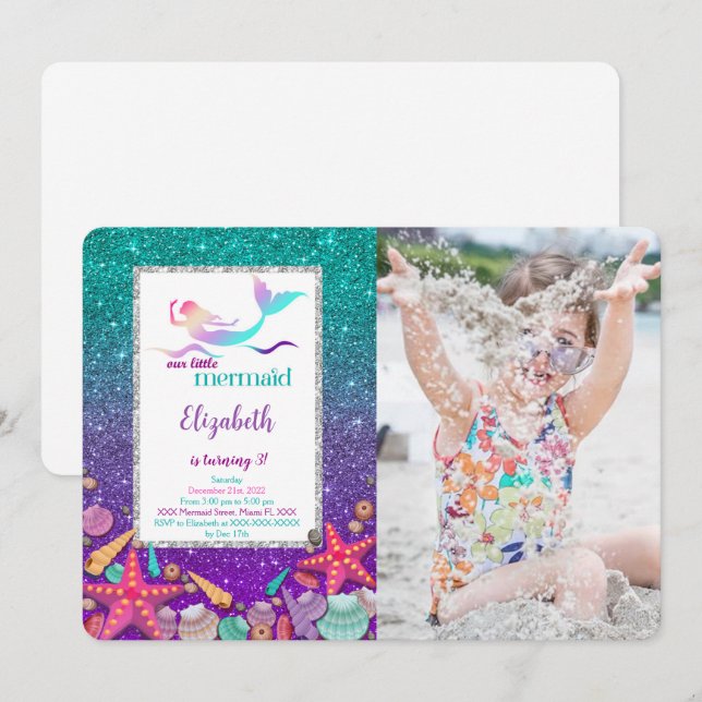Magical Mermaid Photo Invitation (Front/Back)