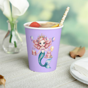Magical mermaid rainbow Birthday girl party Paper Cups