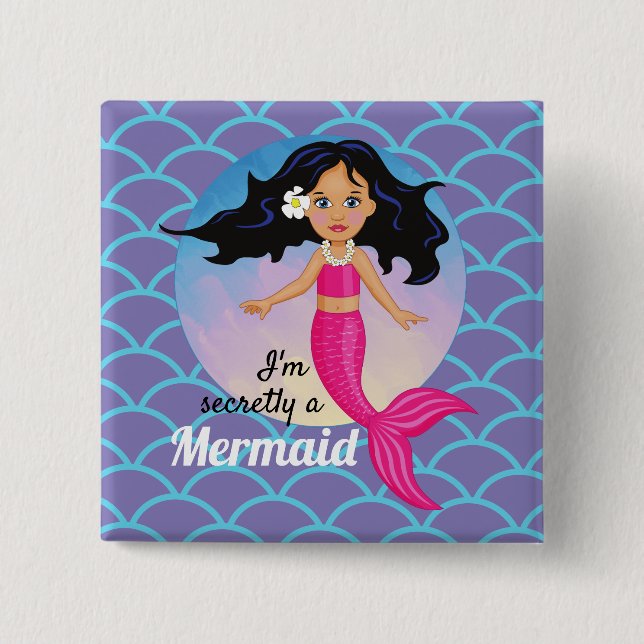Magical Mermaid Under The Sea Birthday 2 Inch Square Button (Front)