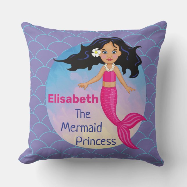 Magical Mermaid Under The Sea Birthday Throw Pillow (Front)