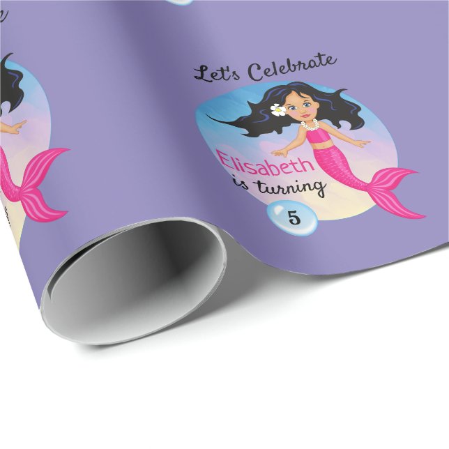 Magical Mermaid Under The Sea Birthday Wrapping Paper (Roll Corner)