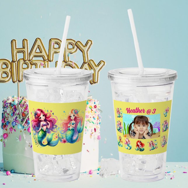 Magical Mermaid Under the Sea Kids Birthday Gift Acrylic Tumbler (Creator Uploaded)