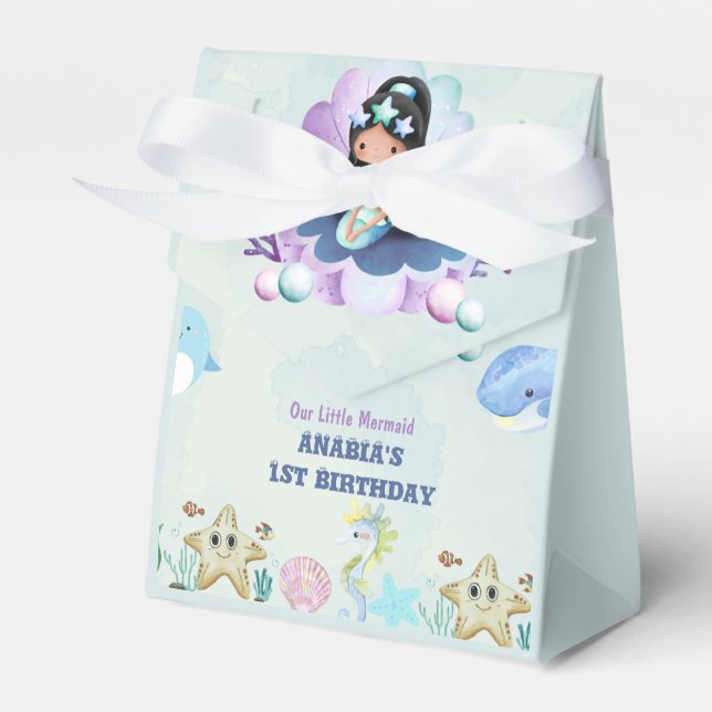 Magical Mermaid Watercolor Birthday Favour Box (Front Side)