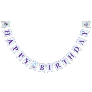 Magical Mermaid Watercolor Girl 1st Birthday Bunting Flags