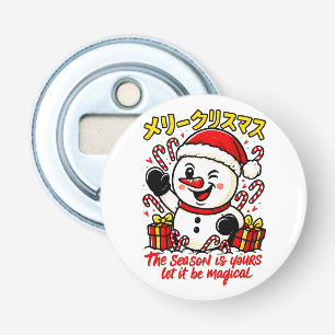 Magical Merry Christmas Snowman Festive Candy Cane Bottle Opener