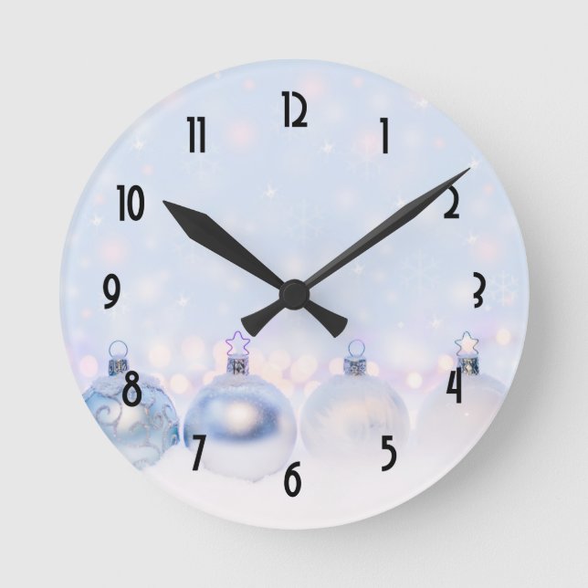 Magical Metallic Christmas Balls Photograph Round Clock (Front)