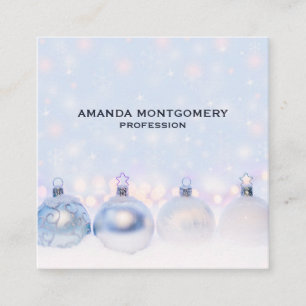Magical Metallic Christmas Balls Photograph Square Business Card