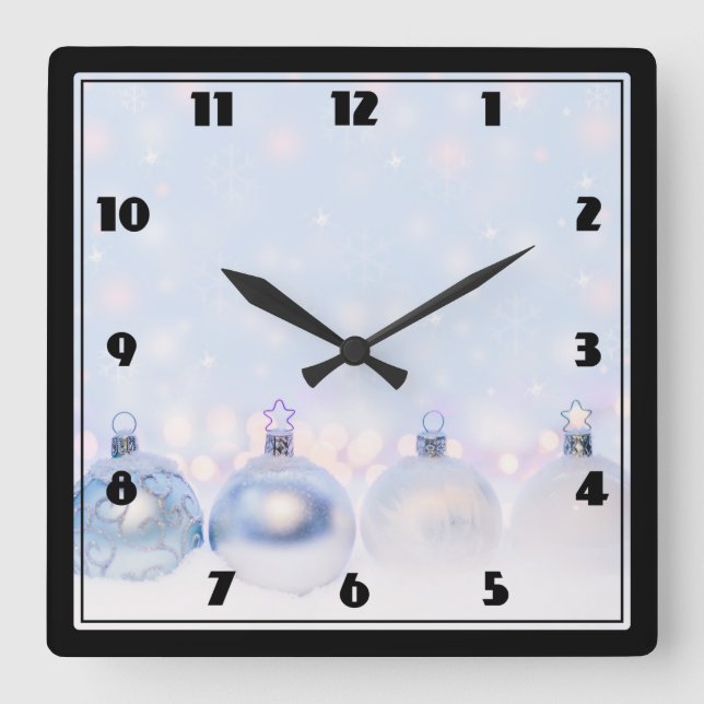 Magical Metallic Christmas Balls Photograph Square Wall Clock (Front)