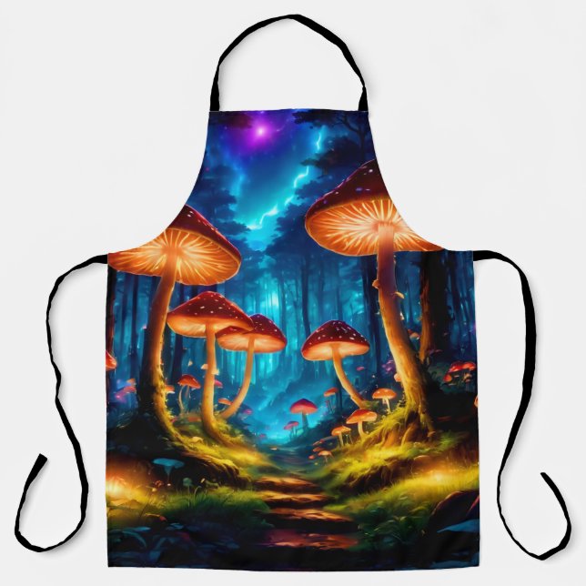 Magical Midnight Mushroom Forest Apron (Front)