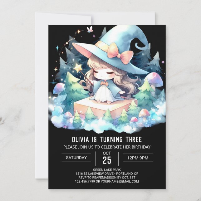 Magical Minimalist Wizard Birthday Invitation (Front)