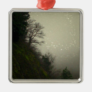 Magical Mist Forest Hill Metal Ornament