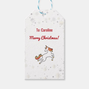 Magical Modern Unicorn Snowflakes Name Script Xmas Gift Tags