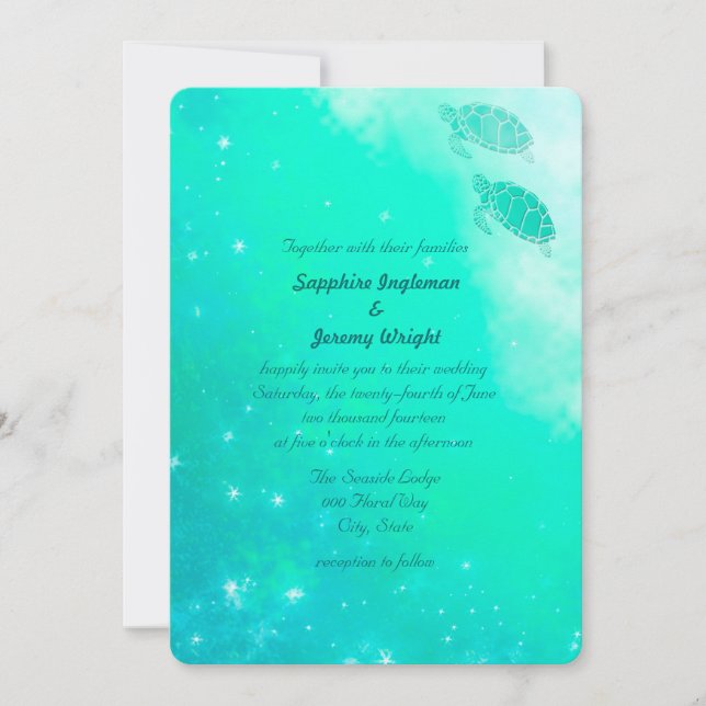 Magical moderne Ocean Beach Invitations de mariage (Devant)