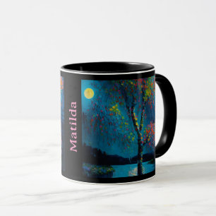 Magical Moon River Tree in oil painting style Mug