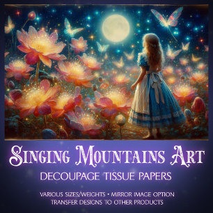 Magical Moonlight Firefly Garden Alice Decoupage Tissue Paper