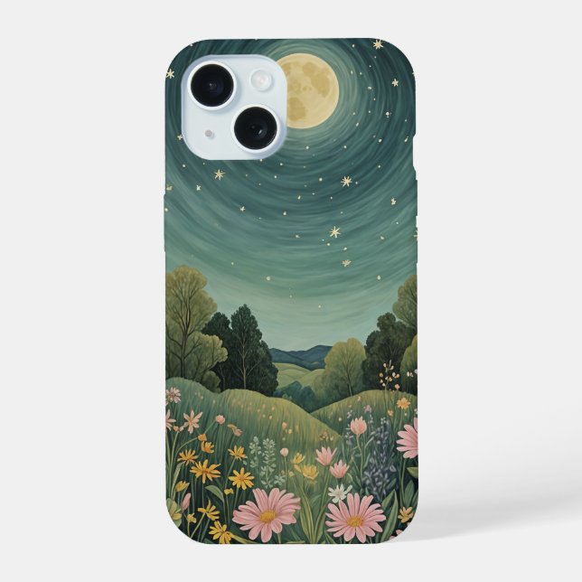 Magical Moonlit Meadow iPhone 15 Case (Back)