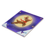 Magical Moonlit Reindeer Decorative Ceramic Tile<br><div class="desc">Capture the wonder of the season in a timeless keepsake. This Magical Moonlit Reindeer Decorative Ceramic Tile features a charming reindeer soaring across a glowing golden moon, wrapped in a festive red scarf and hat. Set against a deep violet night sky with twinkling stars and snowy treetops, the design radiates...</div>