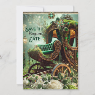 Magical Moss & Moonlight Emerald Carriage Save the Holiday Card