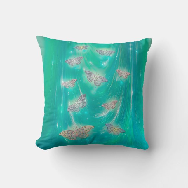 Magical Moths Fantasy Art Throw Pillow (Front)