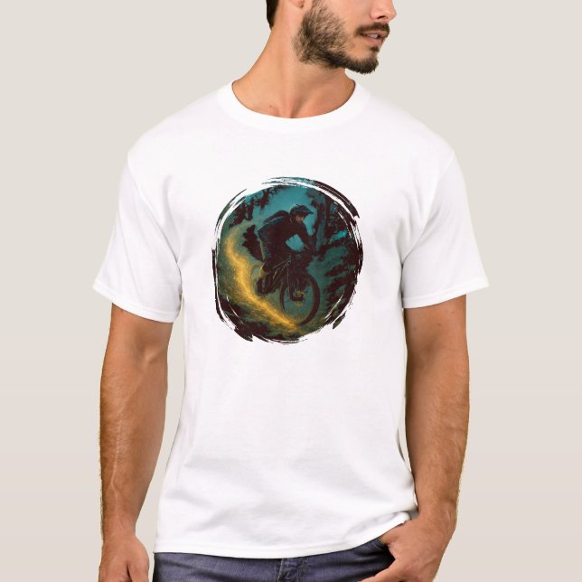 Magical Mountain Biking Adventure Trail Scene  T-Shirt (Front)