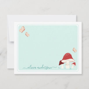 Magical Mushroom and Butterflies Note Card