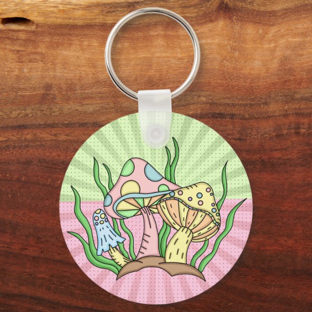 Magical Mushroom Cute Pastel   Keychain (Back)