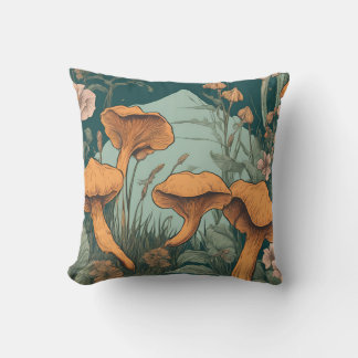 Magical Mushroom Meadow D31 Throw Pillow