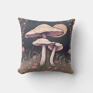 Magical Mushroom Meadow D33 Throw Pillow