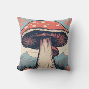 Magical Mushroom Meadow D9 Throw Pillow