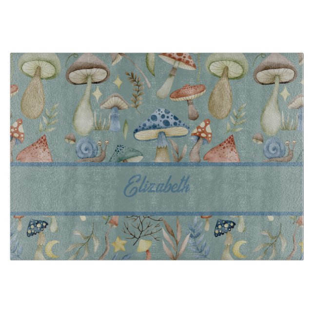 Magical Mushroom Mystical Hygge Personalized Cutting Board (Front)