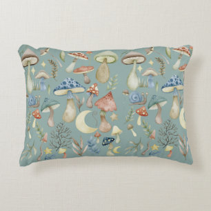 Magical Mushroom Mystical Sage Green Accent Pillow