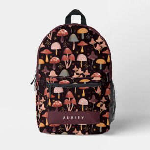 Magical Mushroom Purple Pattern Printed Backpack