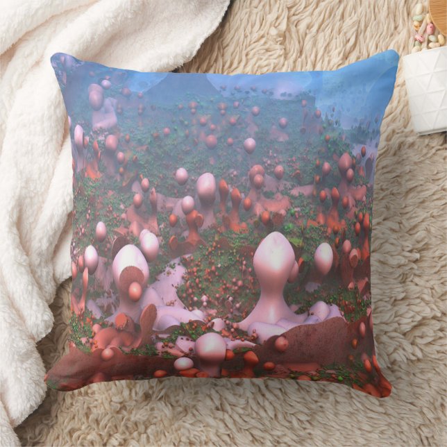 Magical Mushrooms Throw Pillow (Blanket)