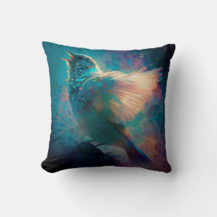 Magical Mystical Bird Singing Its Song Throw Pillow
